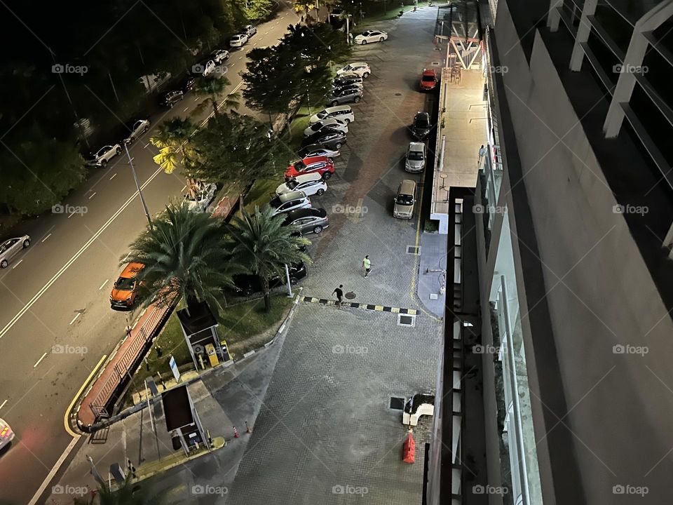 Nice view downtown parking area at night 