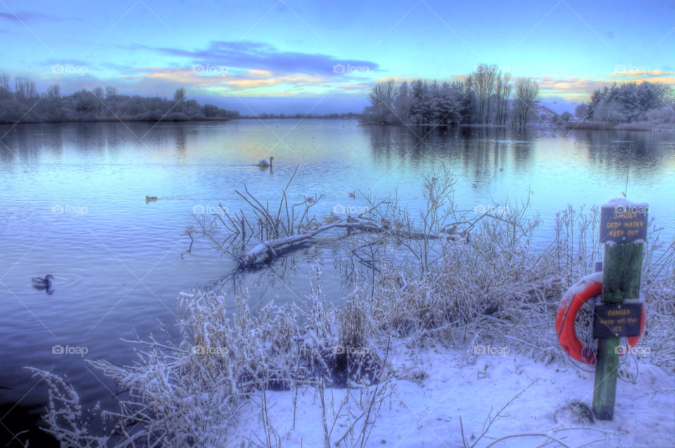 snow winter sky blue by joannieofarc
