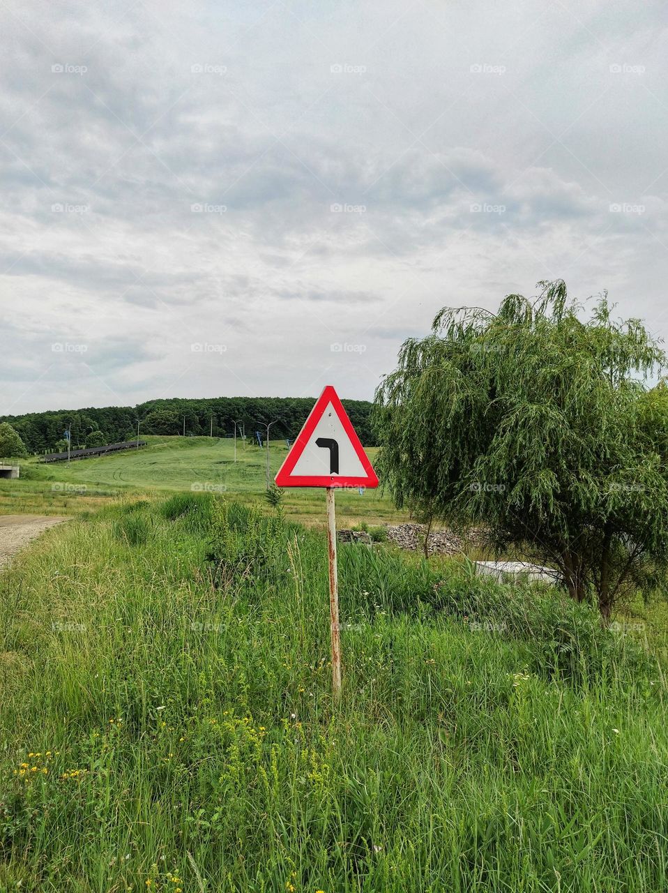 Warning sign in the field