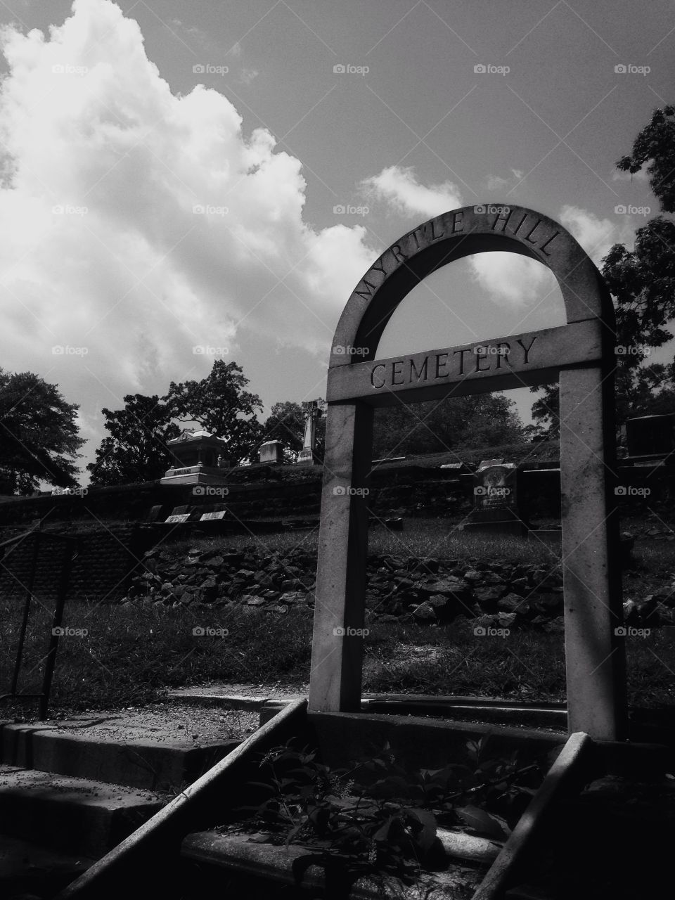 Cemetery, graveyard, black and white 