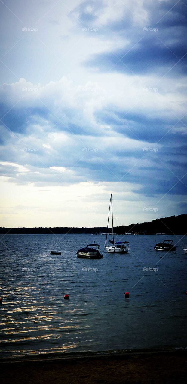 beautiful  sky and water at lake Geneva wi