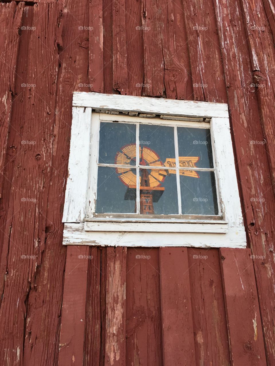 Farmhouse Windmill Reflection