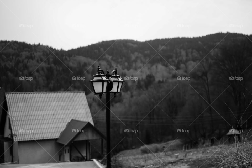 iron lamppost on mountain
