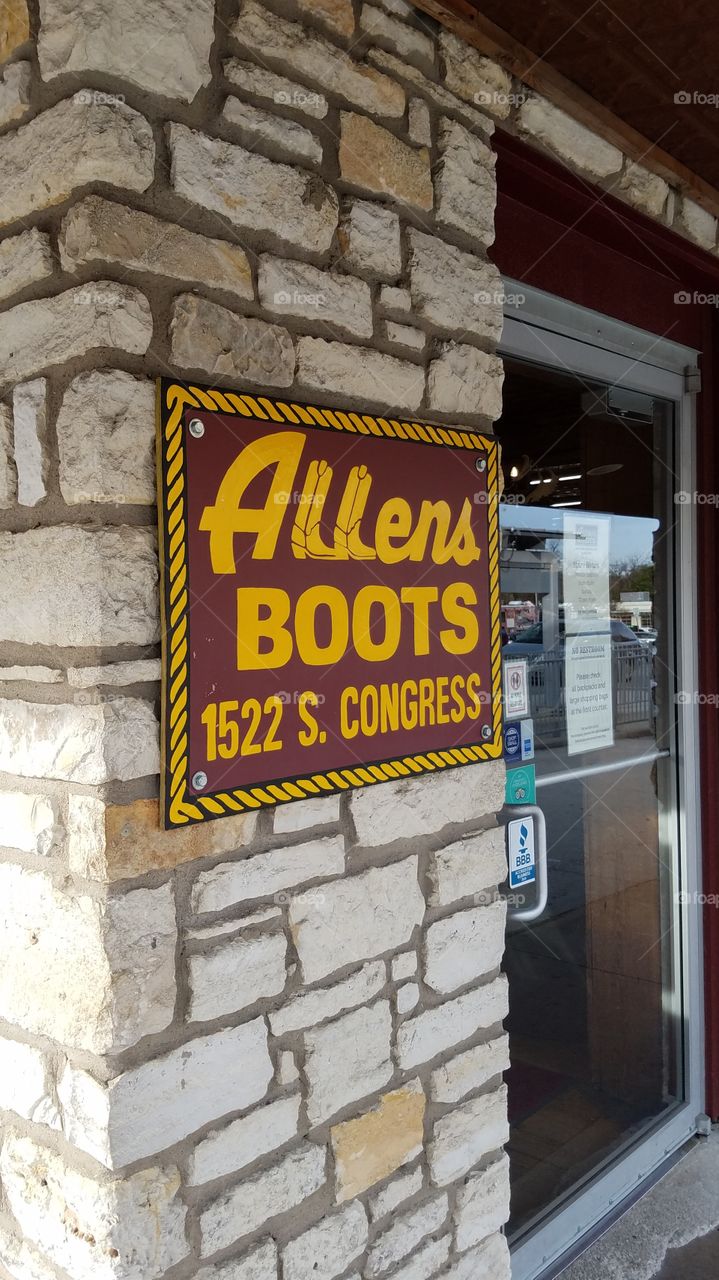 Allen Boots Sign Austin Texas