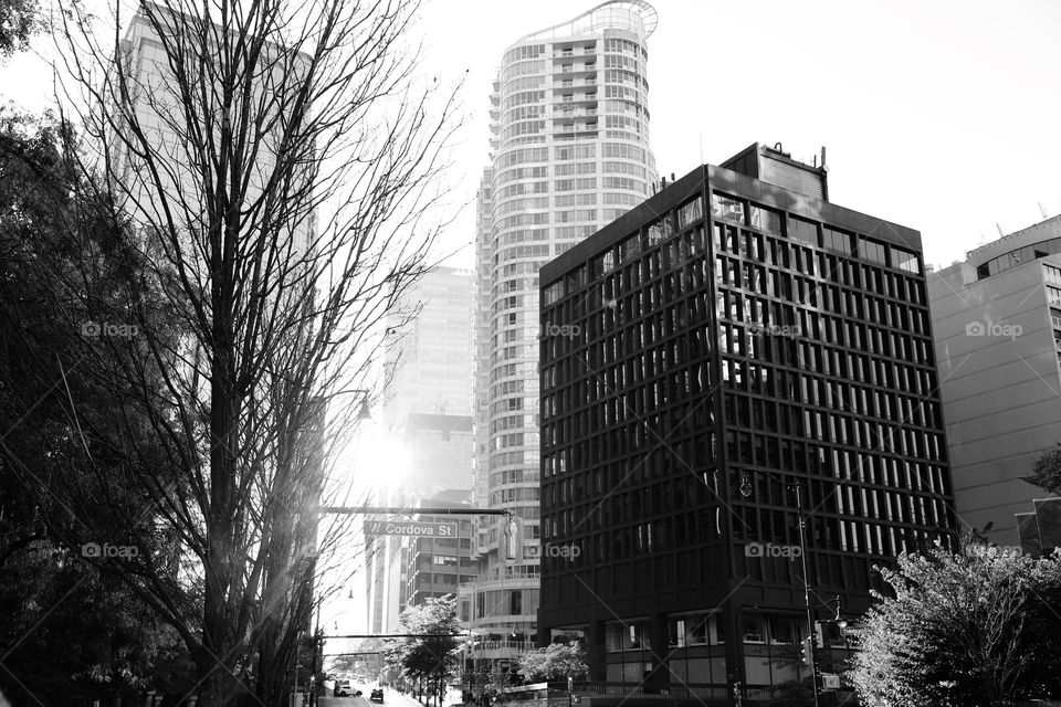 city view black and white 