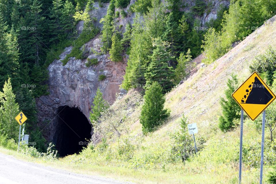 train tunnel through mountain