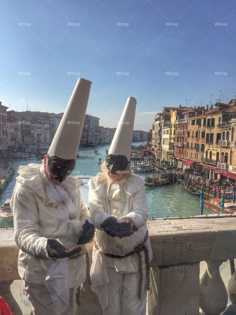 Carnevale costumes on the Rialto Bridge, Venice