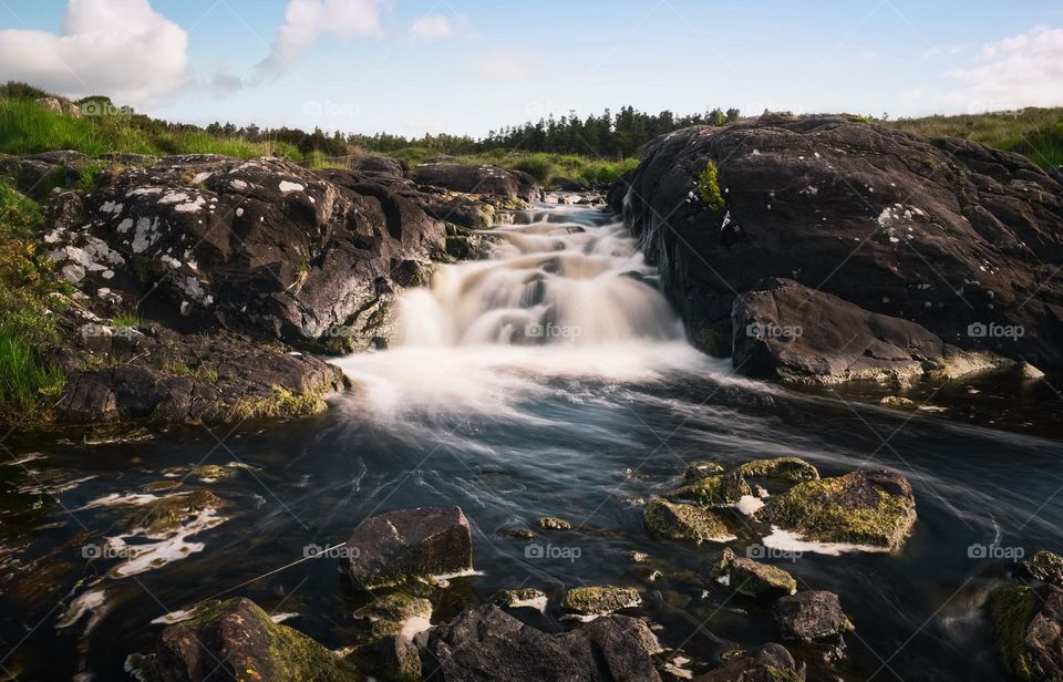 Screebe waterfall at Connemara National park in County Galway, Ireland