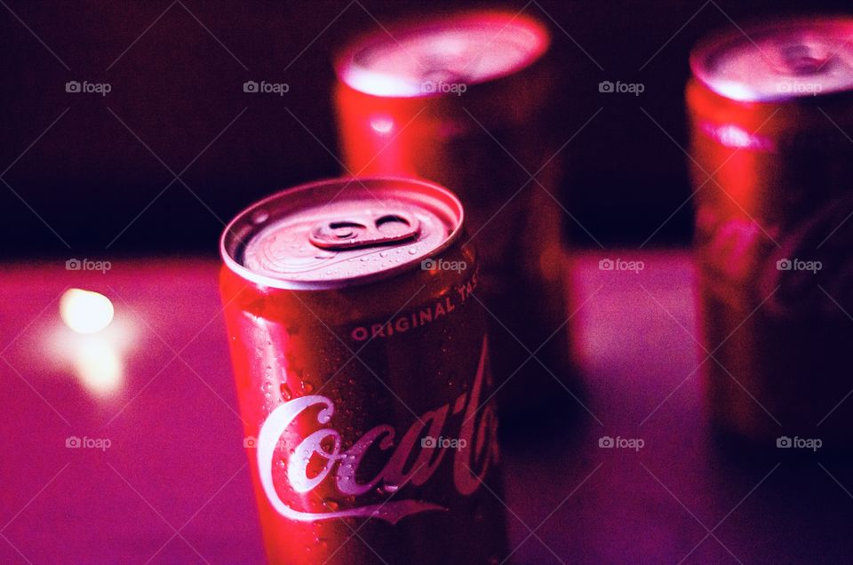 Enjoying the night with a cold can of Coca Cola!