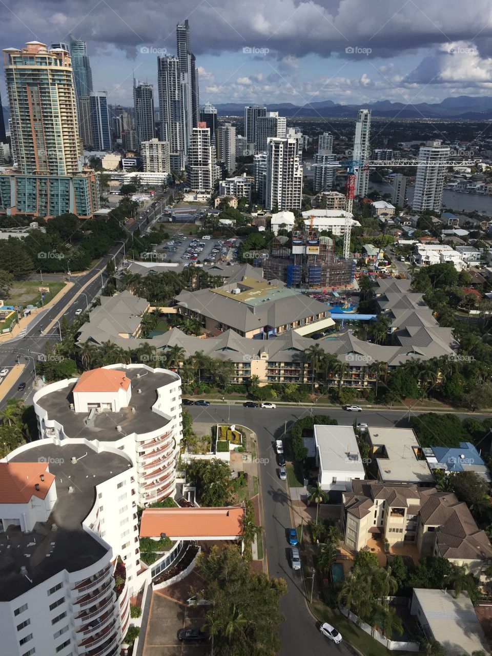 Looking down on to the holiday resort in the city centre of the Gold Coast - Australia 