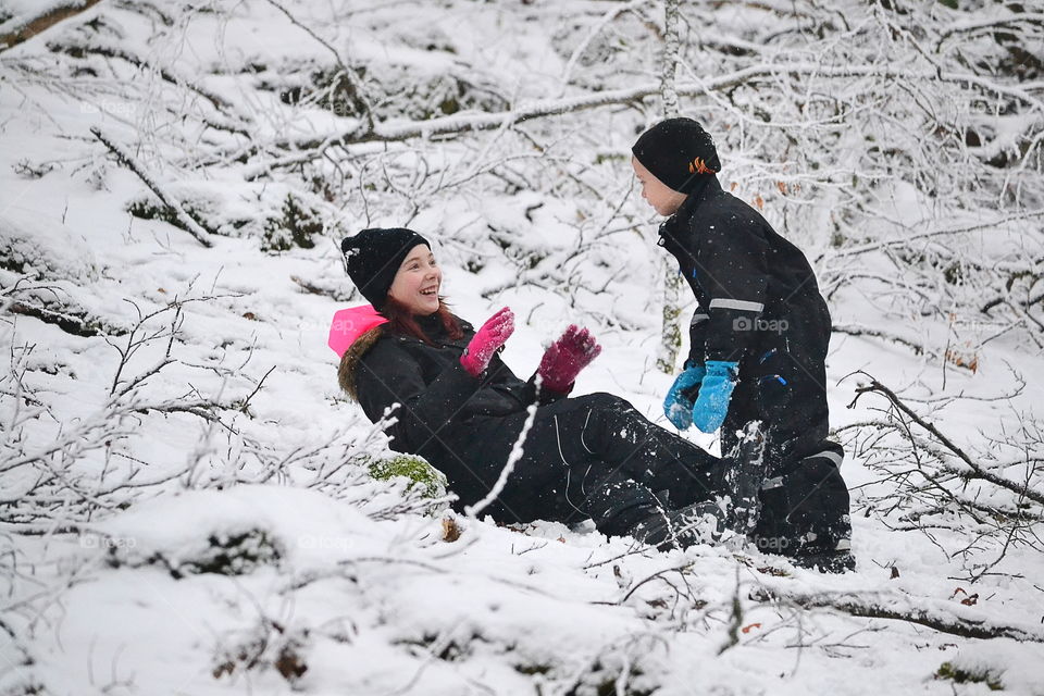 Children playing in the snow