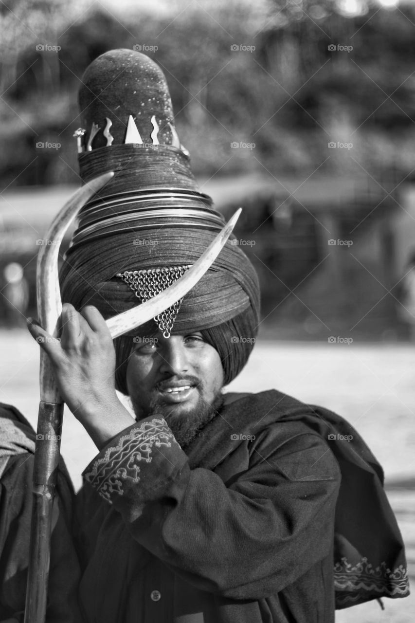 Portrait of a Sikh man wearing turban