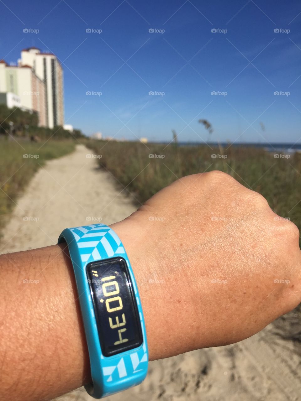 Walking on the beach Getting my daily steps in with my Garmin Vivofit 2. 