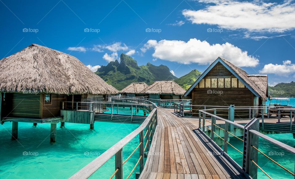 Pathways around the Four seasons resort in Bora Bora