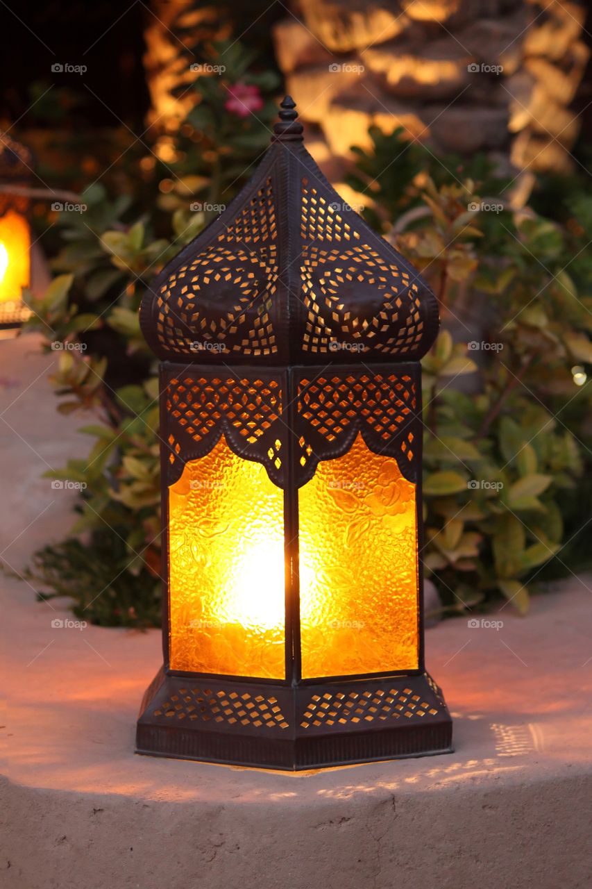Old ancient decorative middle eastern lamp for Ramadan / eid celebration