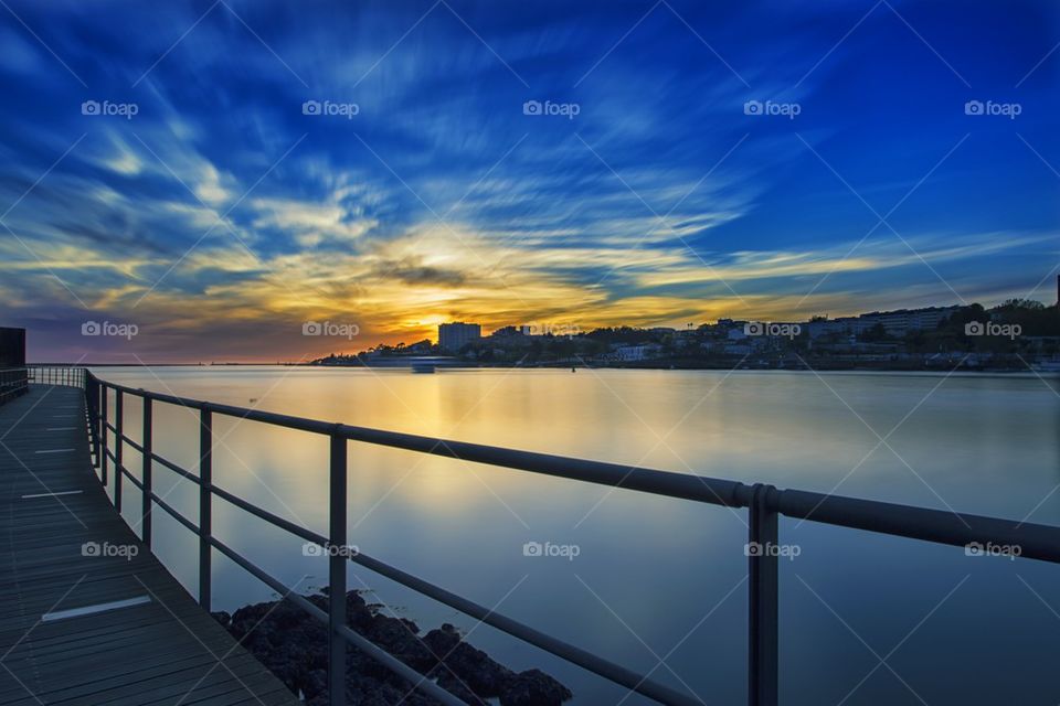 Sunset over Porto, Portugal.