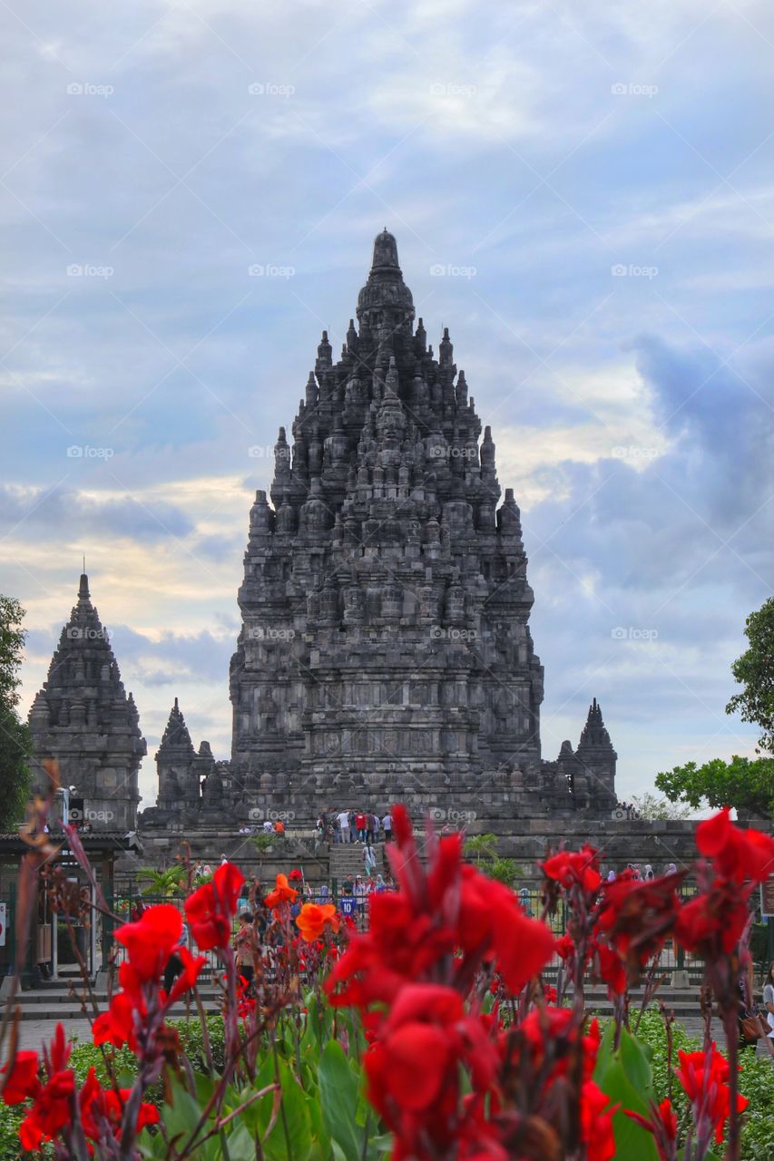 Sunset at Prambanan temple near Jogjakarta, Indonesia