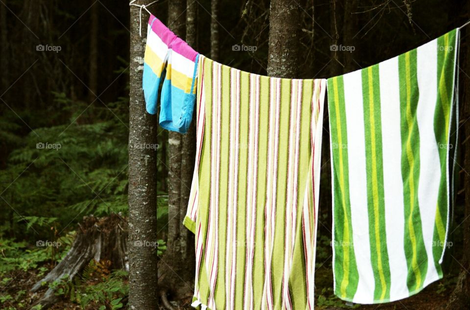 Towels hanging out to dry