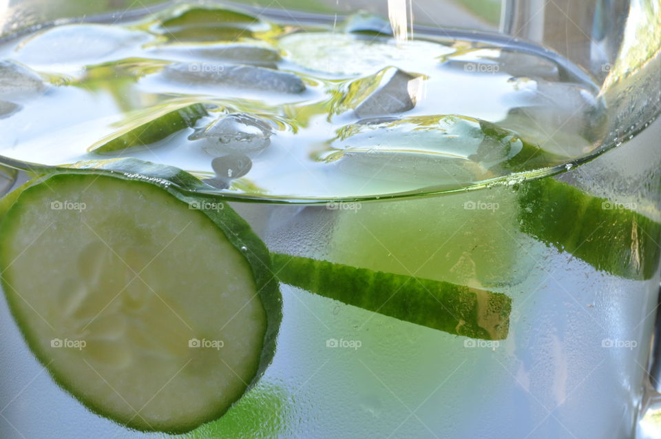 Close-up of cucumber in water