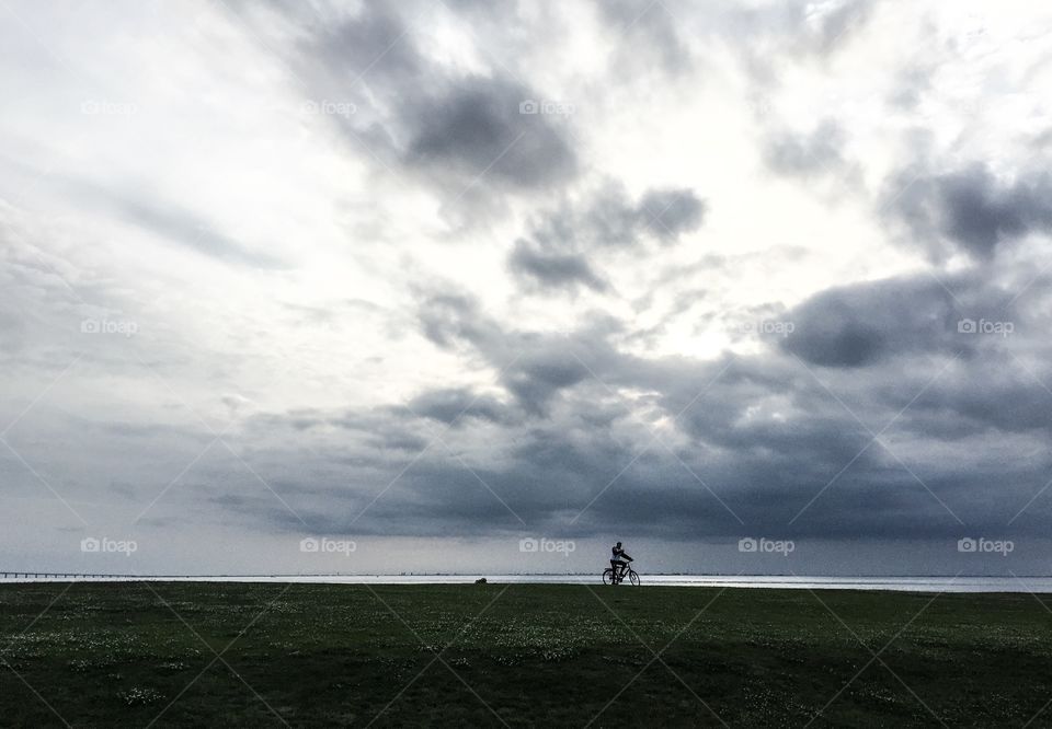 Bicycling at beach