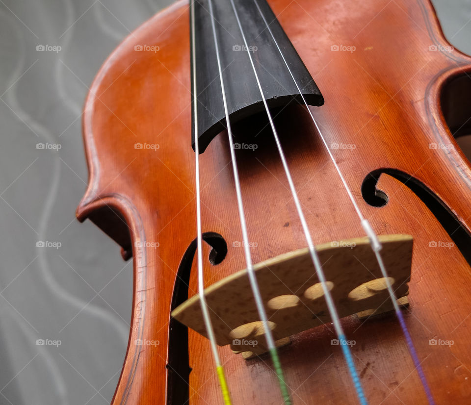 A close up of old violin 