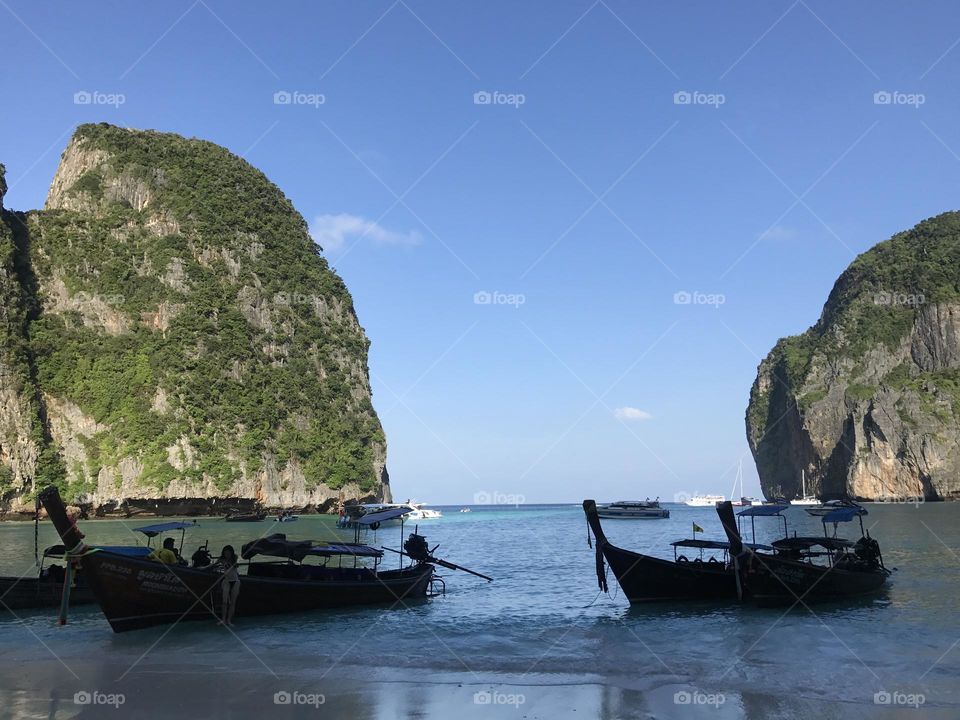 Boats in ocean 