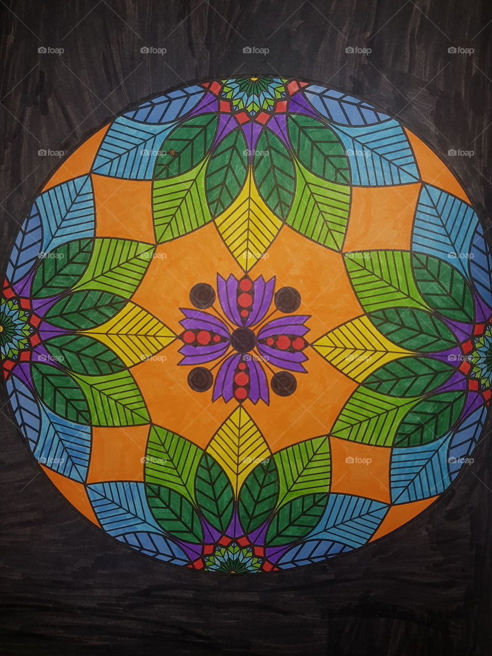 Mandala drawing, beautiful color combination