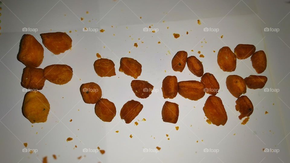 Cookies arranged in different letters to create the word Foap