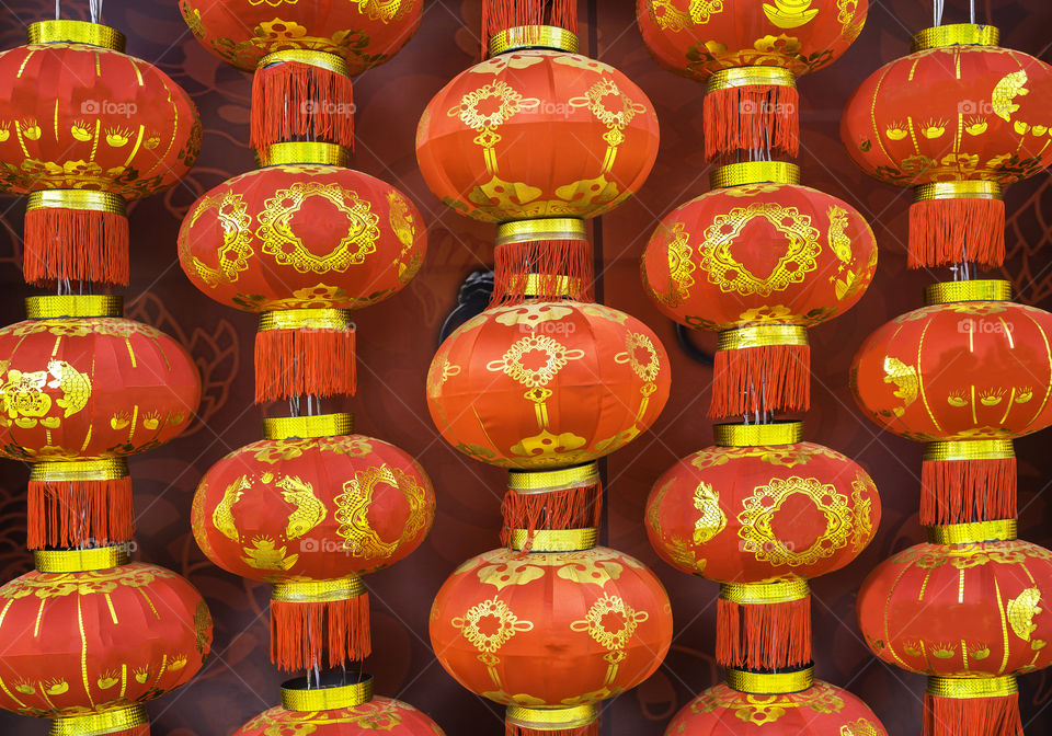 Beautiful of red Chinese paper lanterns background
