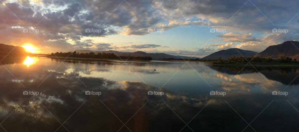 Sunset view in the Riverside Park 