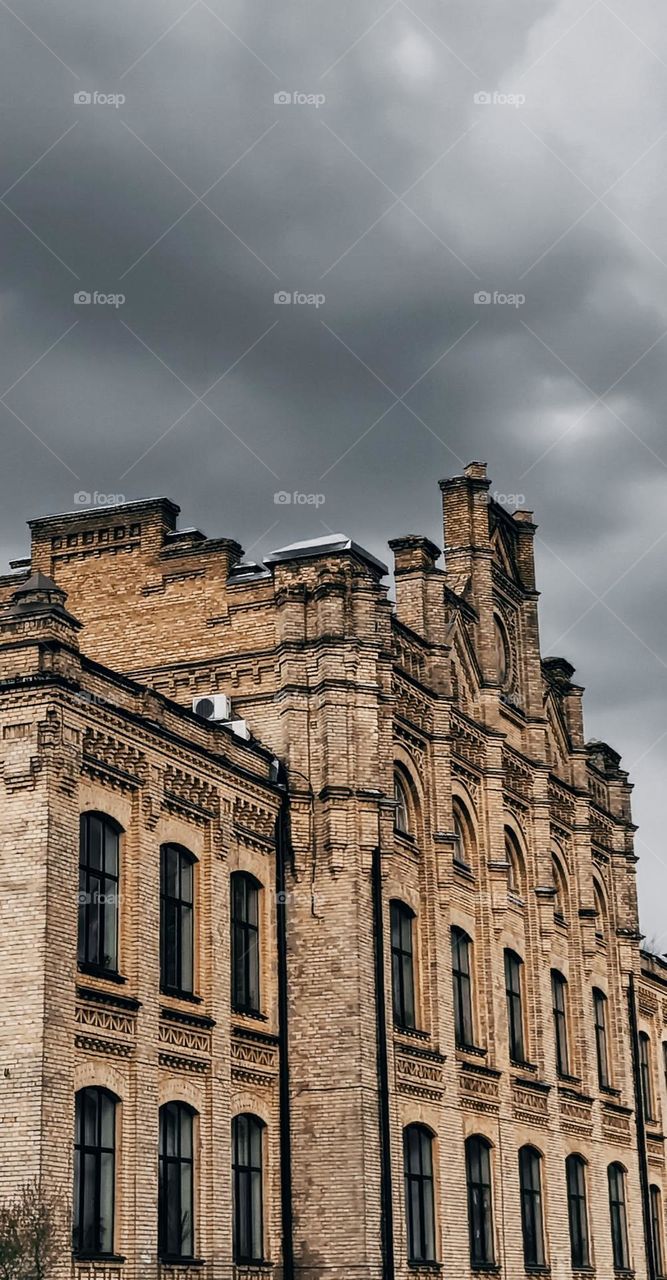 building and clouds