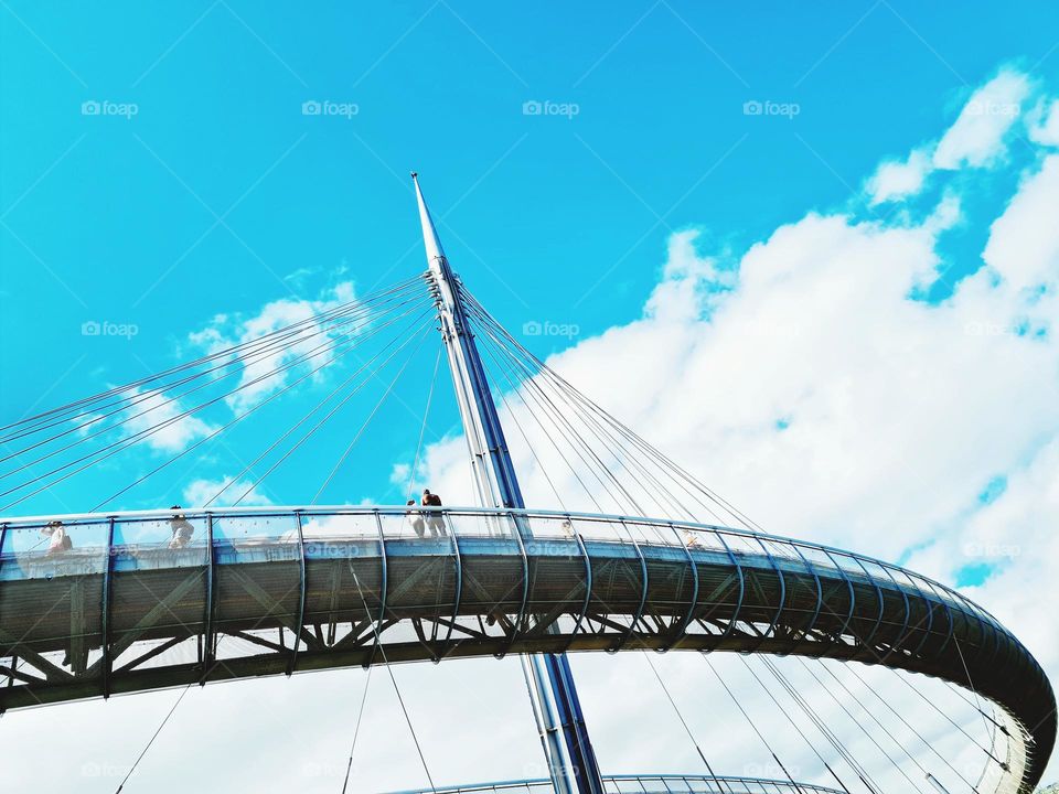 detail of the modern and futuristic bridge of Pescara in Italy