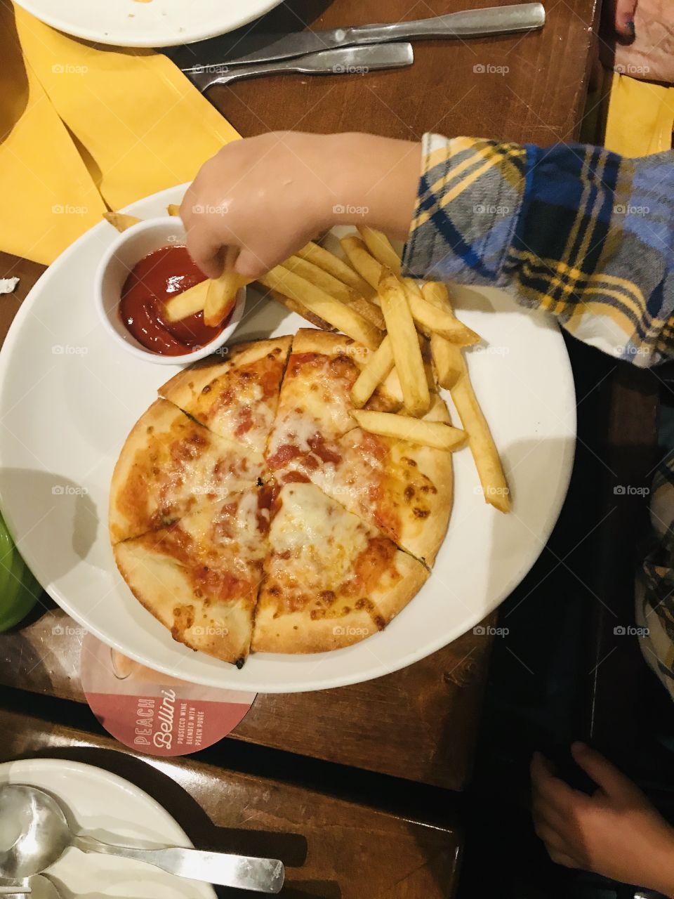 Pizza with fries 