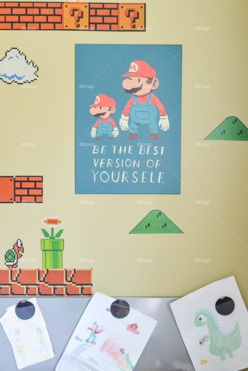 Mario motivational wall art displayed with super Mario brothers video game graphics