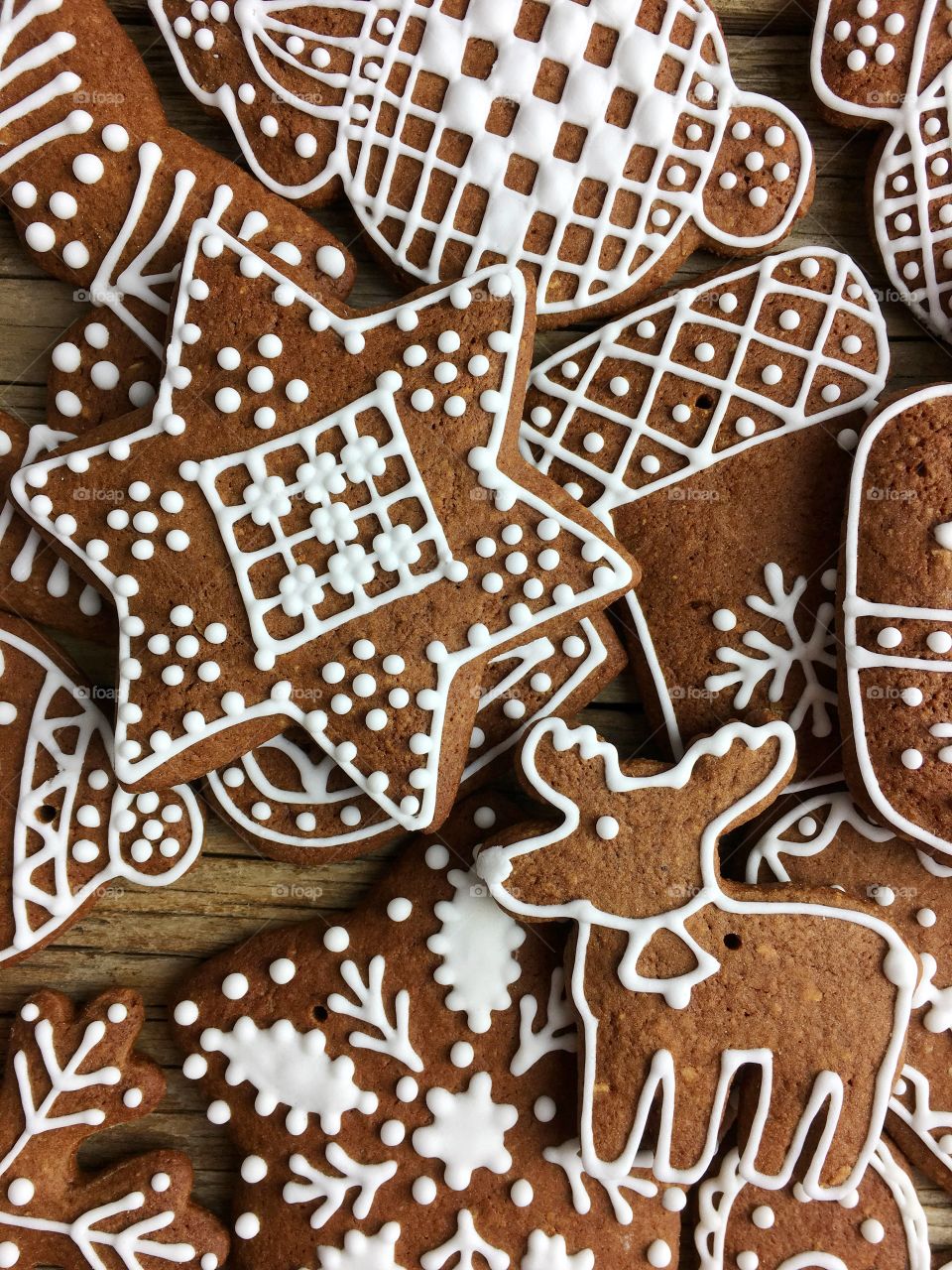 Close up of Christmas gingerbread cookies