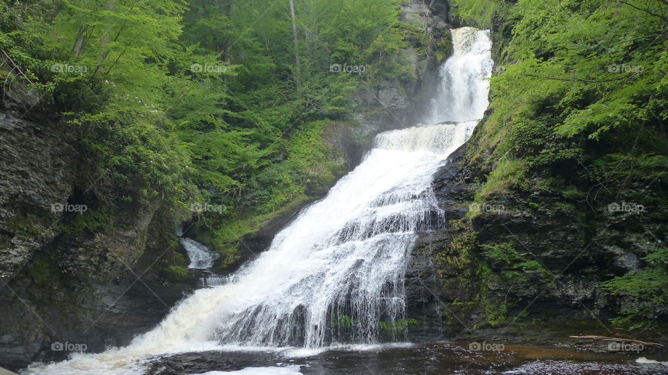 Dingman's Falls. This beautiful waterfall can be found near mile marker 13 of Rte 209N in the Pocono mountains of Northeast Pennsylvania