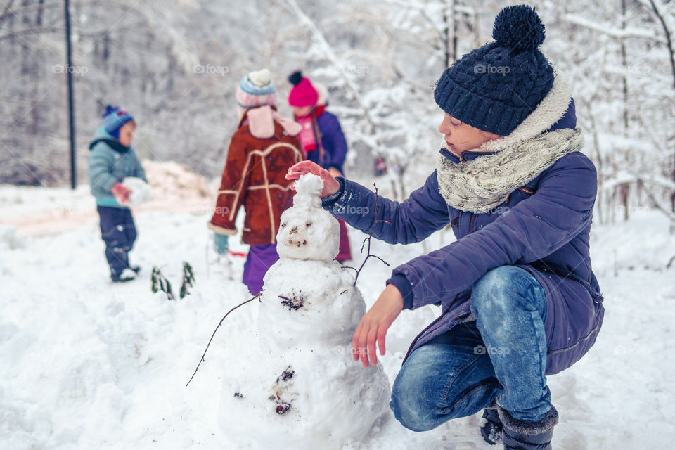 Making snowman