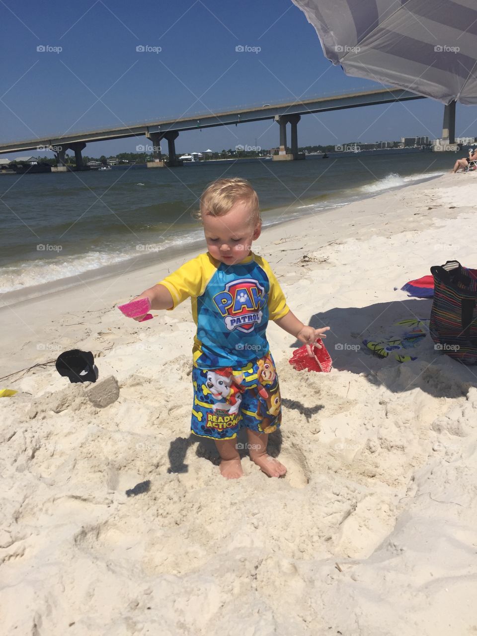 Playing on the sand in orange beach Alabama 
