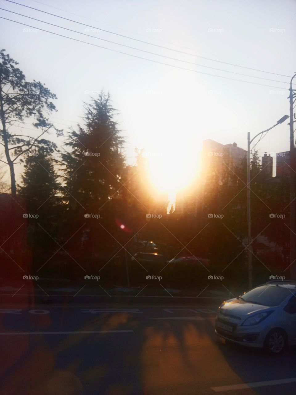 The SunLight Through the buildings in Yangsan City, South korea