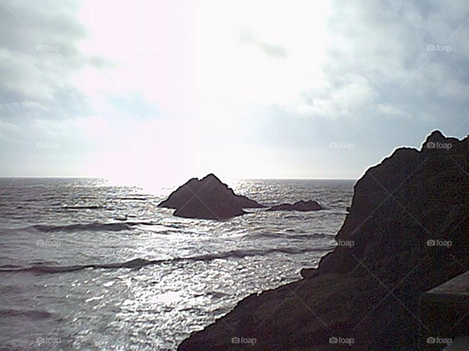 Sunset over rocky areas