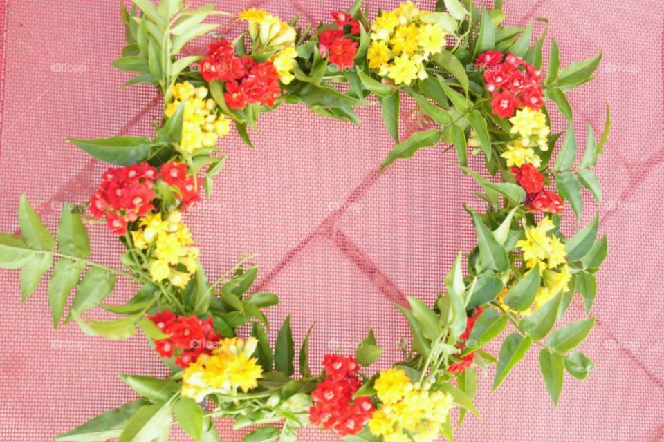 Flower crown - red & yellow & green