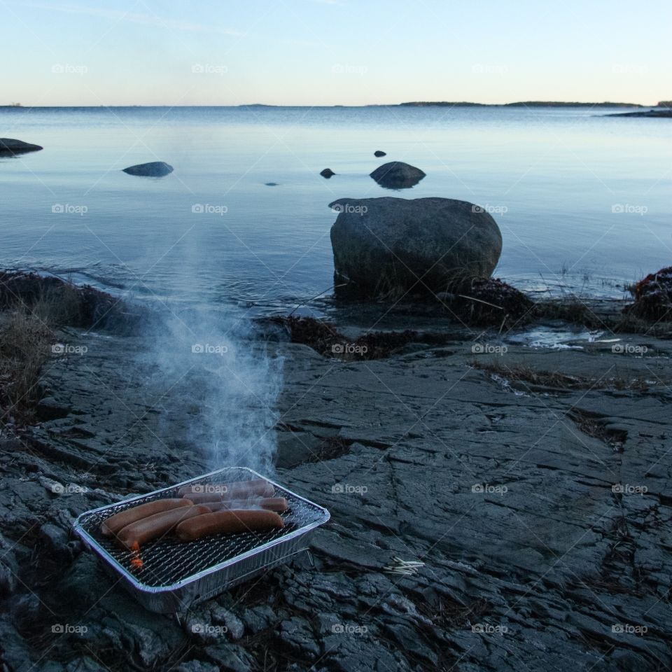 Grilling on the rocks