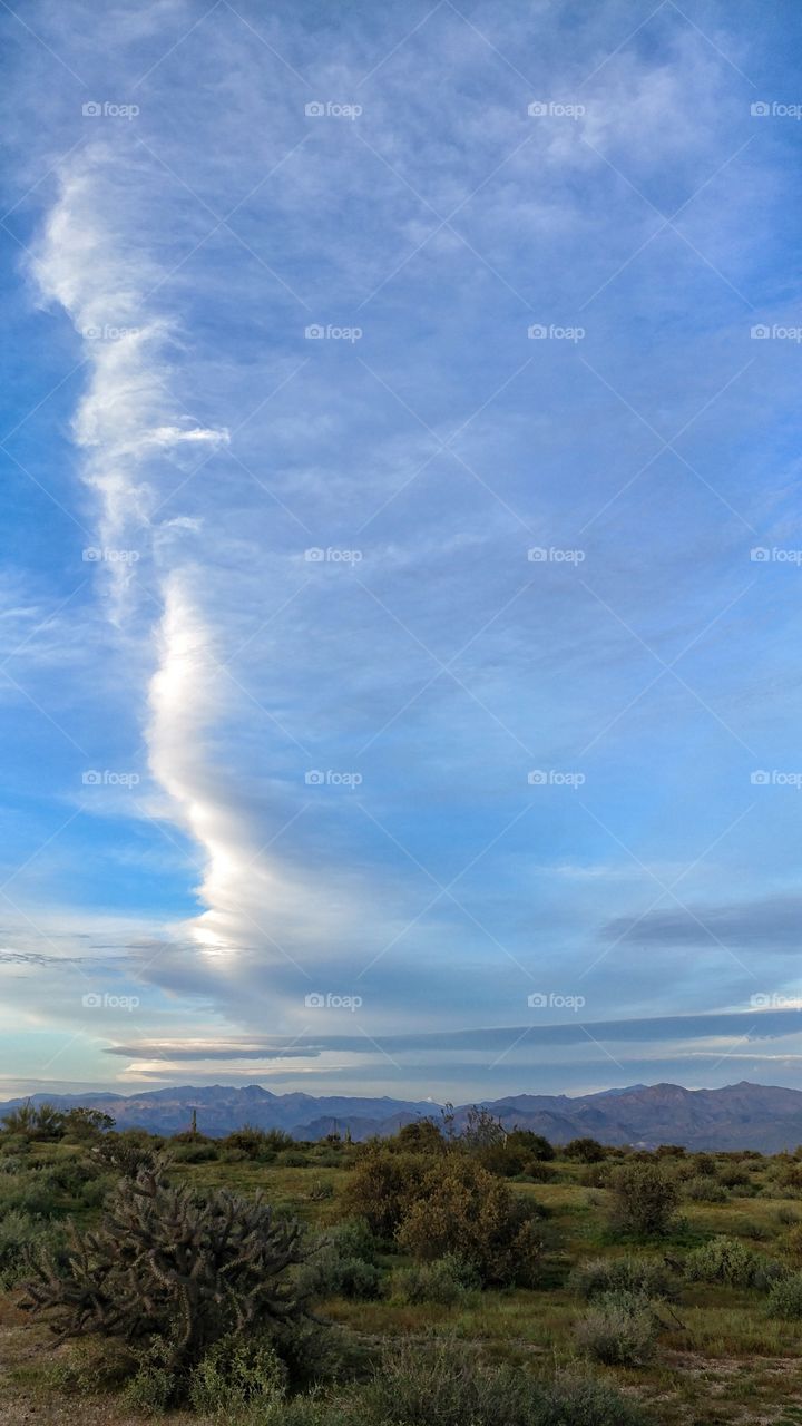 Majestic clouds of the desert in the early evening.