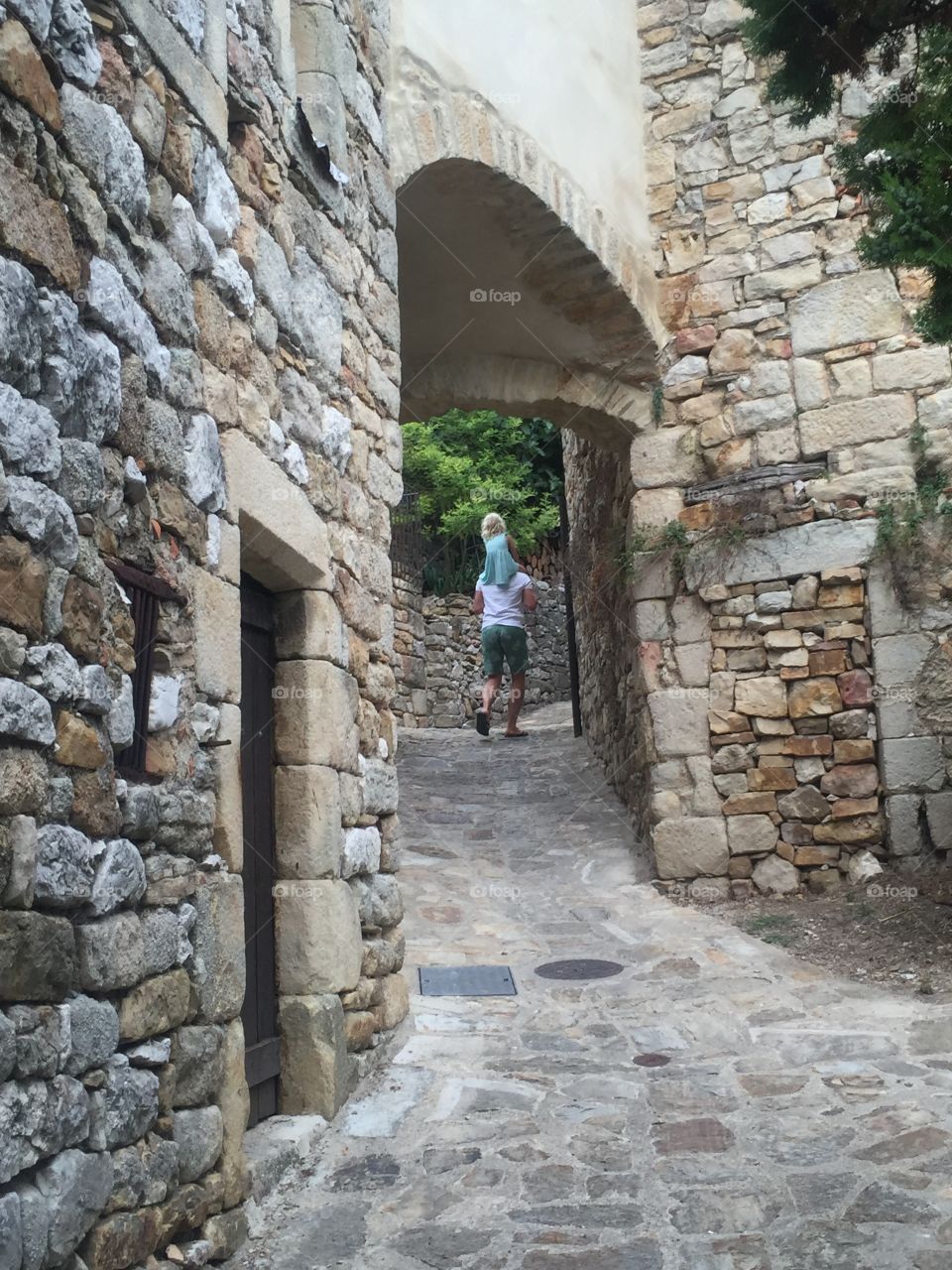 An ancient street in the Ardeche, France 
