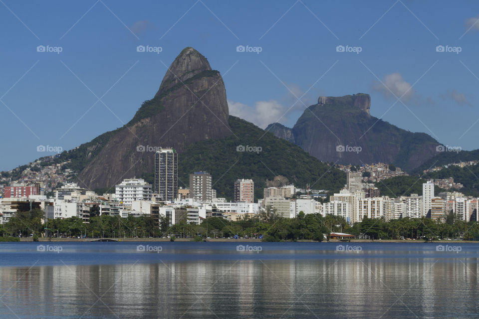 Rodrigo de Freitas Lagoon in Rio de Janeiro Brazil.