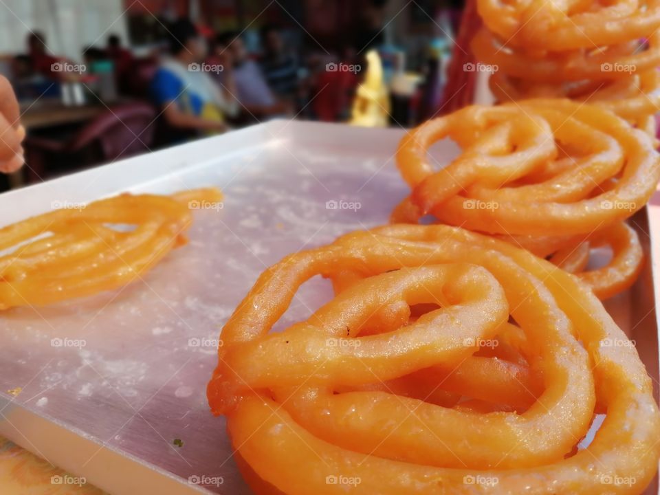 Famous Indian sweet jalebi on sweet stall