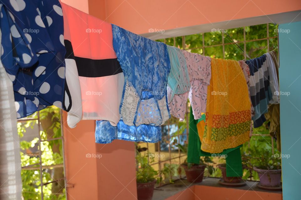 Drying laundry in Balcony