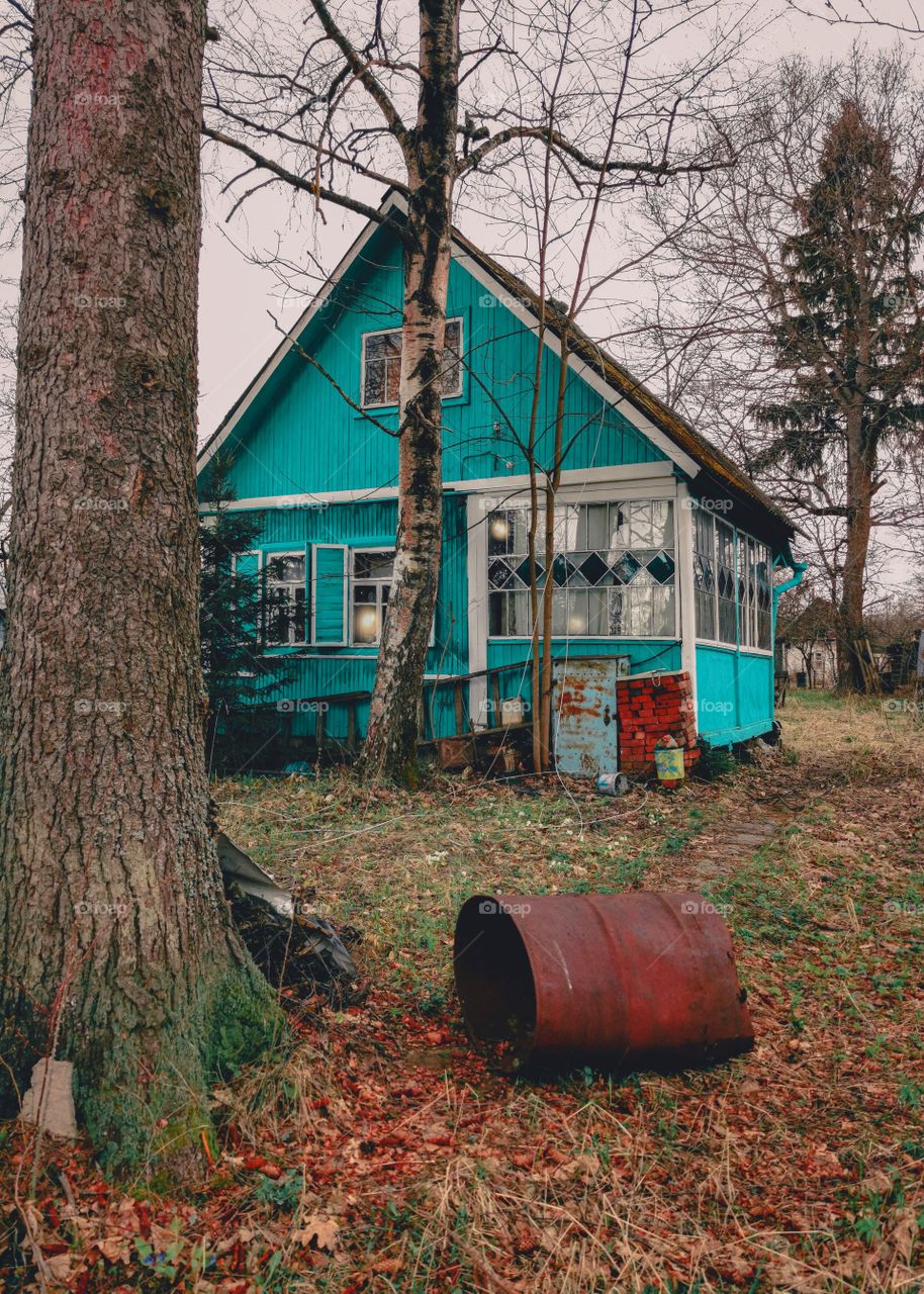 Russian summer cottage in the spring