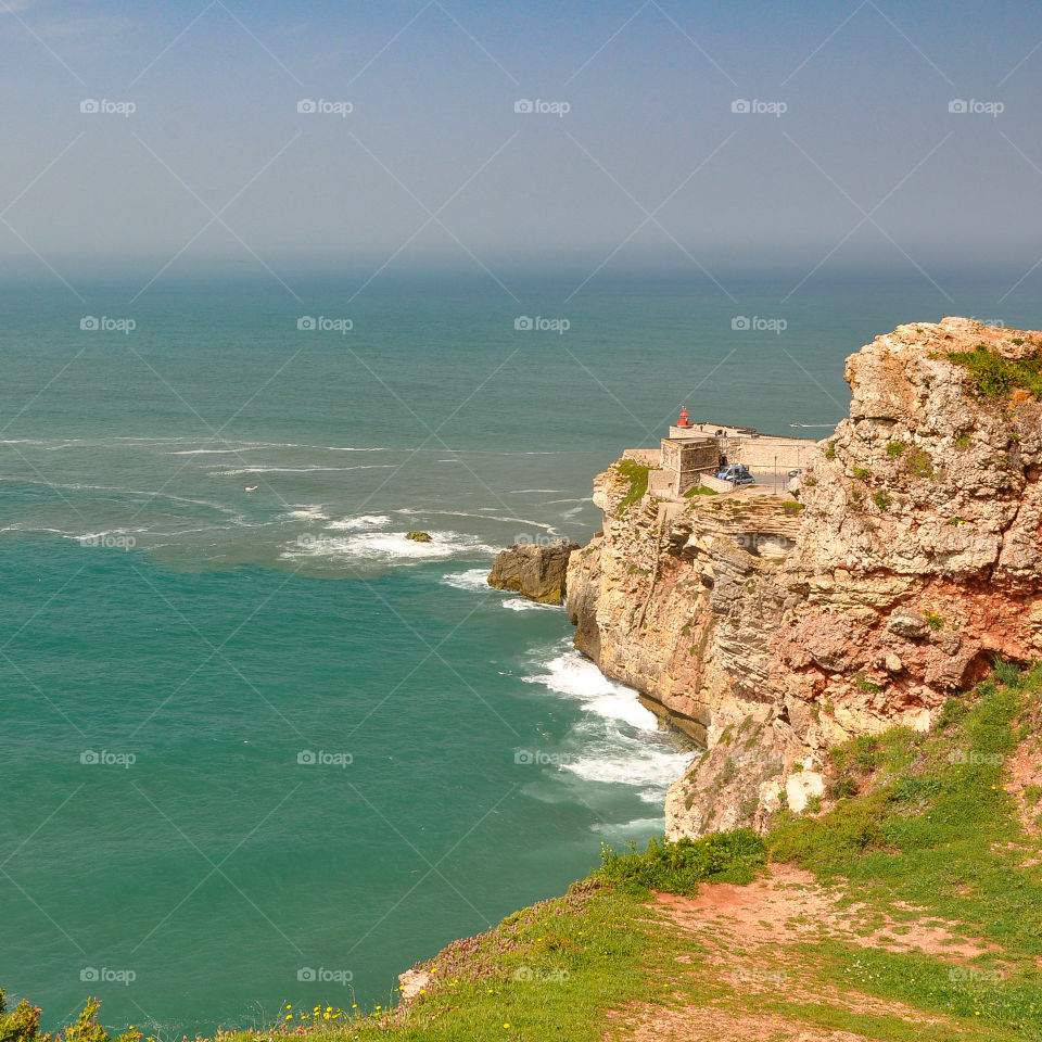 Cliffs of Nazare Portugal where the largest monster waves ever surfed happen right off this point 
