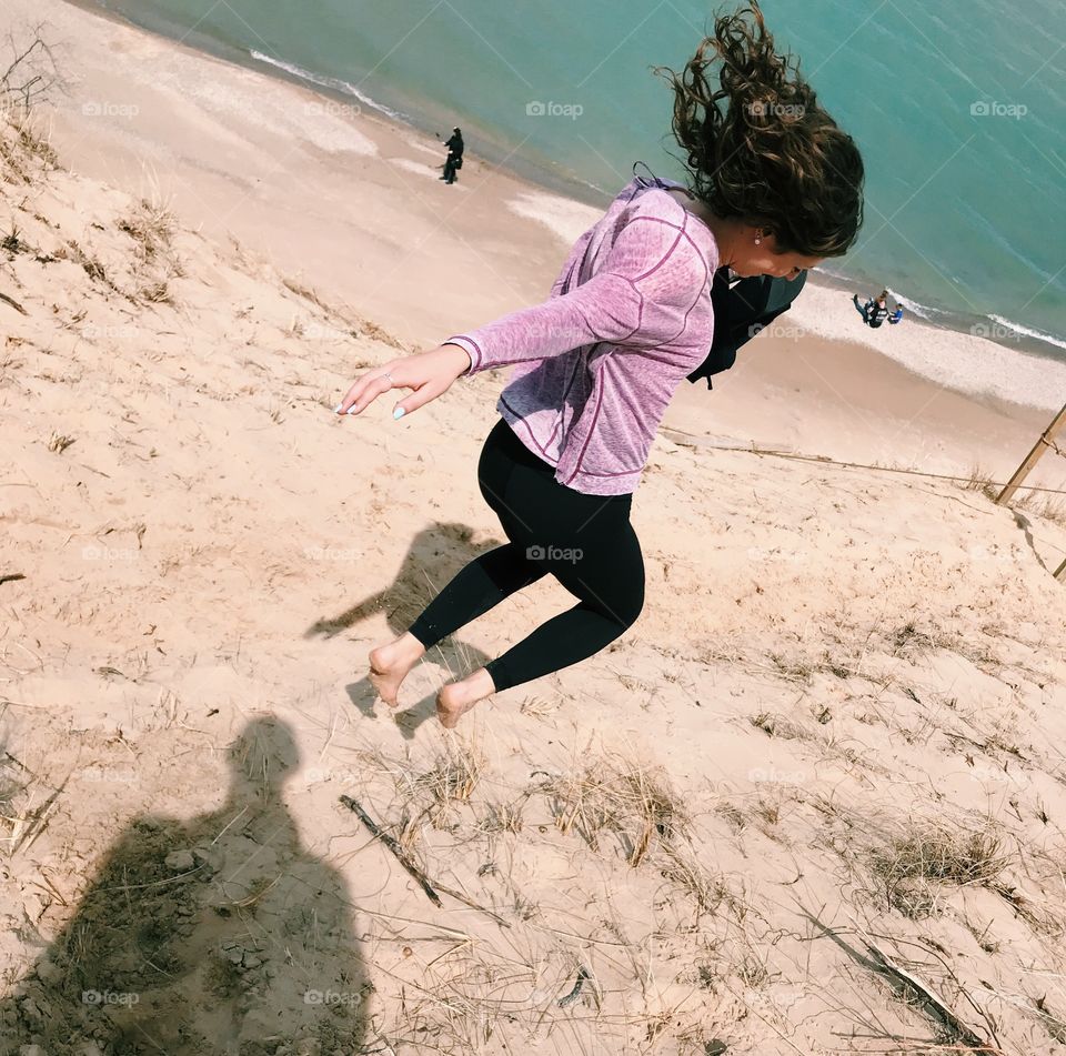 Jumping by Lake Michigan 